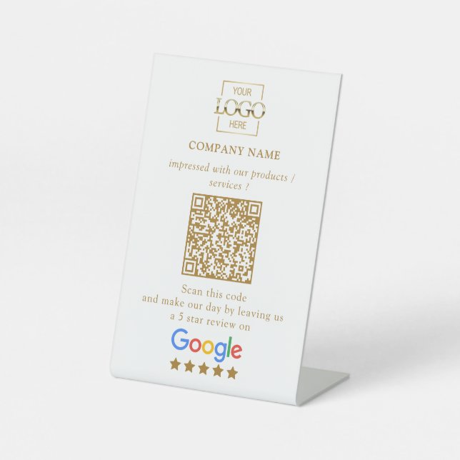 Moderne individuelle Google-Bewertungen QR-Code Fi Sockelschild (Vorderseite)
