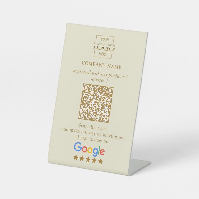 Moderne individuelle Google Bewertungen QR-Code Fi Sockelschild (Vorderseite)