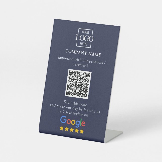 Moderne individuelle Google-Bewertungen QR-Code Fi Sockelschild (Vorderseite)