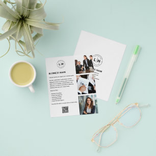 Moderne individuelle Logo-Foto-QR-Weiße Geschäftsl Flyer