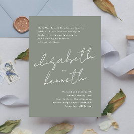 Moderne Individuelle Name feiern Grüne Weiße Hochz Einladung