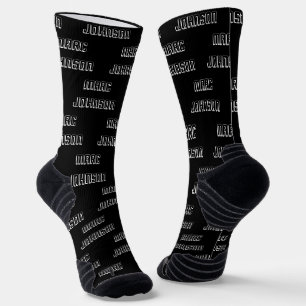 Moderne Individuelle Name Muster Schwarz-Weiß Socken