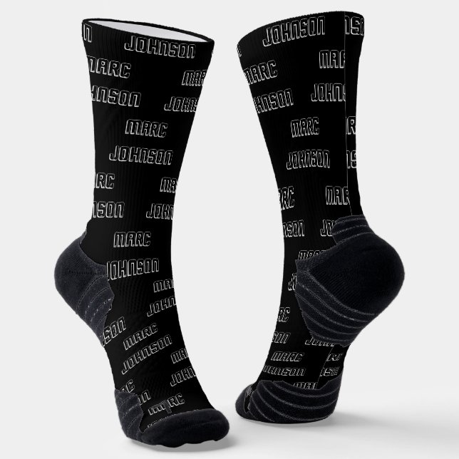 Moderne Individuelle Name Muster Schwarz-Weiß Socken (Gewinkelt)