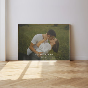 Moderne Individuelle Namen Hochzeitscouple Foto Poster