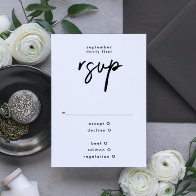 Moderne Individuelle Namen Schwarz-weiße Hochzeit RSVP Karte (Von Creator hochgeladen)