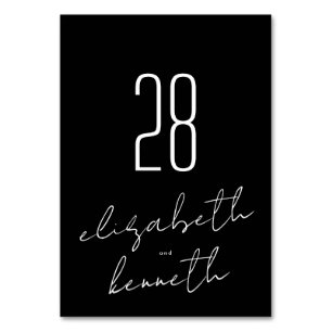 Moderne Individuelle Namen Tuxedo Onyx Hochzeit Tischnummer