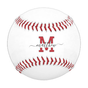 Moderne individuelle rote und schwarze Monogramm-M Baseball