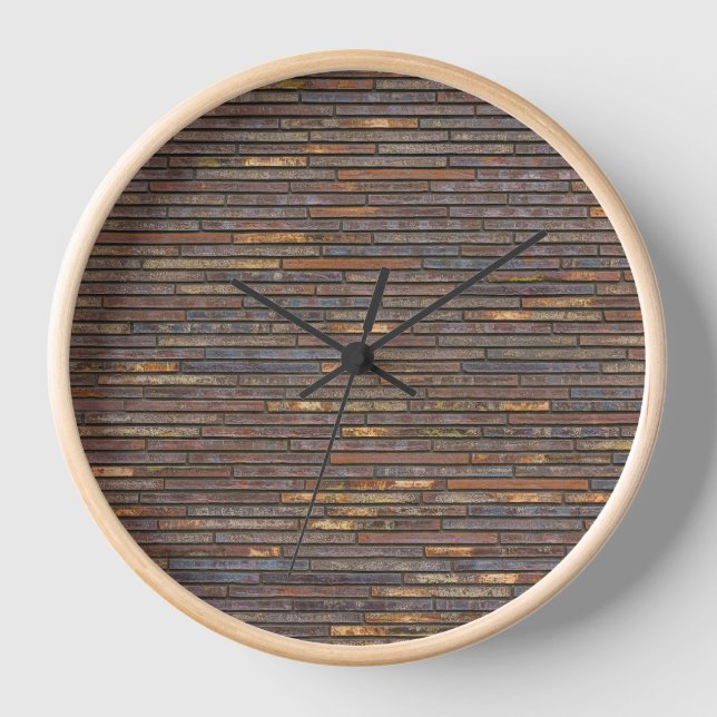 Moderne industrielle dünne Backsteinwandstruktur Uhr (Vorderseite)