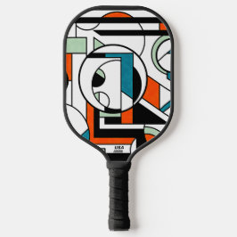 Moderne Industrielle Geometrische Abstrakte Orange Pickleball Schläger