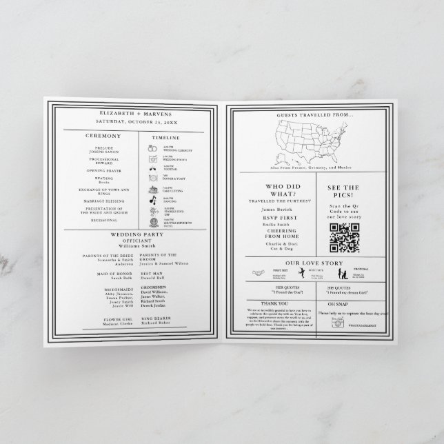 Moderne Infografik-Hochzeitsmappe Programm (Innenseite)