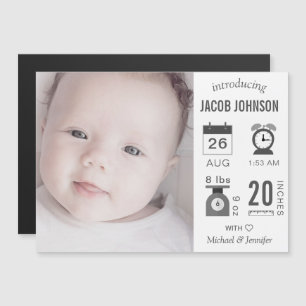 Moderne Infographic Foto-Geburts-Mitteilung Magnetkarte