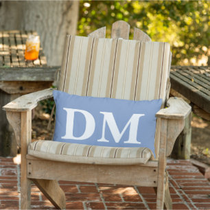 Moderne Initialen Eleganter blauer Hintergrund Min Kissen Für Draußen