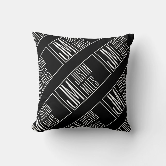 Moderne Initialen mit Name Monogram Muster Kissen (Vorderseite)