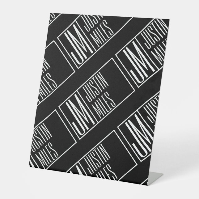 Moderne Initialen mit Namensmonogramm-Muster Sockelschild (Vorderseite)
