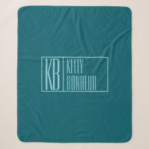 Moderne Initialen & Name | Dunkles Teal & Hellblau