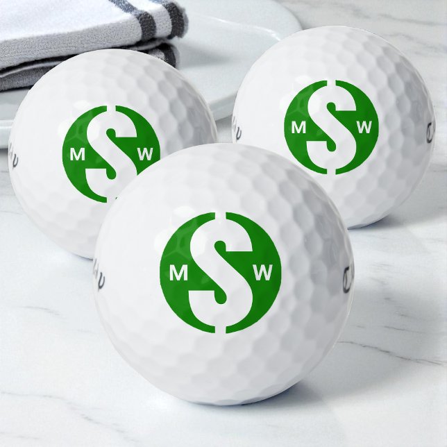 Moderne Initialen Spaß Green Money Custom Monogram Golfball (Modern Initials Fun Green Money Custom Monogram Golf Balls)