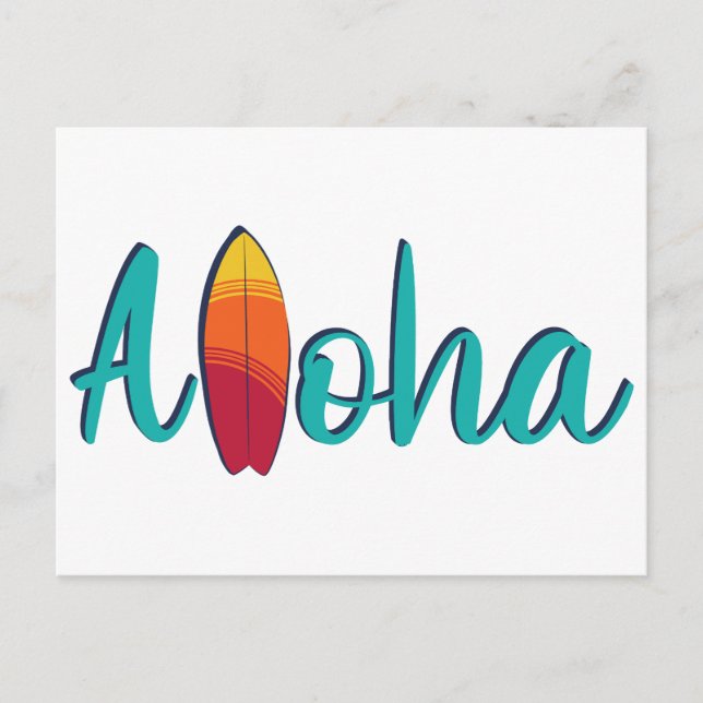 Moderne Insel Bunte Aloha Einfach  Postkarte (Vorderseite)