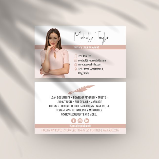 Moderne Insert Foto Notary Signing Agent Loans Visitenkarte (Von Creator hochgeladen)