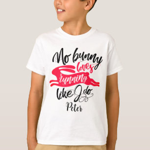Moderne Inspirierende Laufrote Bunny Schwarze Schr T-Shirt