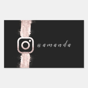 Moderne Instagra-Rose, einfach zu machen Schwarz-w Rechteckiger Aufkleber