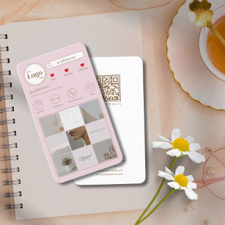 Moderne Instagram-Fotocollage Rosa Visitenkarte