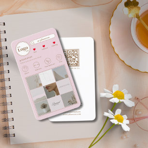 Moderne Instagramm Foto Collage Pink Business Card Visitenkarte