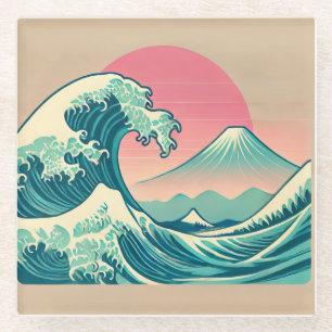 Moderne Interpretation der Großen Welle Glasuntersetzer