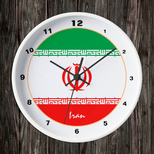 Moderne iranische Flagge & Iran-Dekor / Design Runde Wanduhr