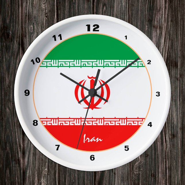 Moderne iranische Flagge & Iran Dekoration / Desig Runde Wanduhr (Von Creator hochgeladen)