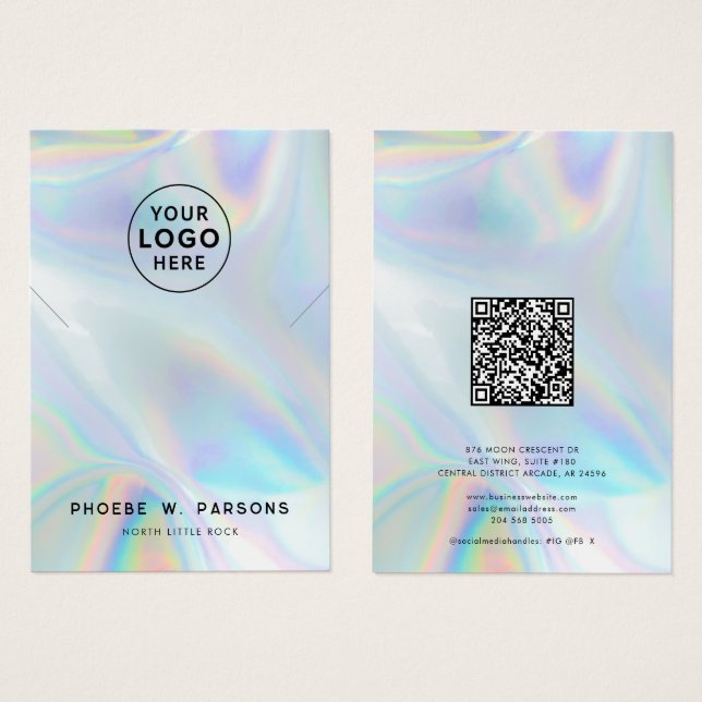 Moderne Iridescent QR Code Necklace Juwelen (Vorne & Hinten)