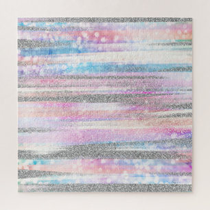 Moderne Iridescent & Silver Glitzer Strikes Strike Puzzle