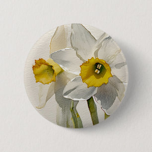 Moderne Iris-Aquarellblumen Button