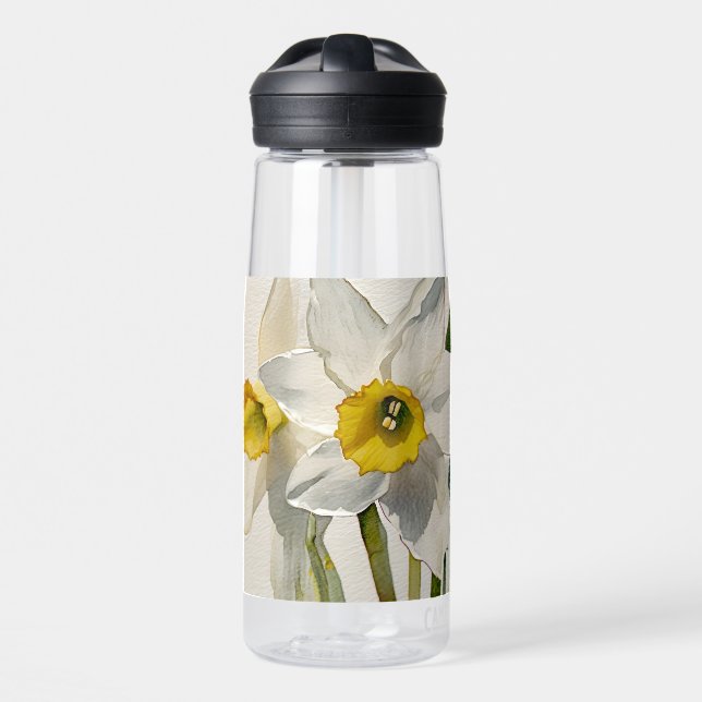 Moderne Iris-Aquarellblumen Trinkflasche (Vorne)