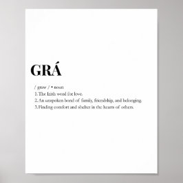Moderne irische Grá-Liebesbedeutungsgrafik Poster
