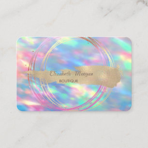 Moderne Irisierende Opal Gold Kreise Pinselstrich Visitenkarte