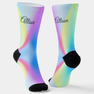 Moderne irisierende pastellfarbene Regenbogenfarbe Socken