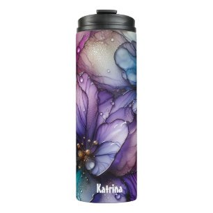 Moderne irrisierende Lilac-Blume Thermosbecher