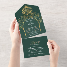 Moderne islamische Hochzeit All In One Einladung