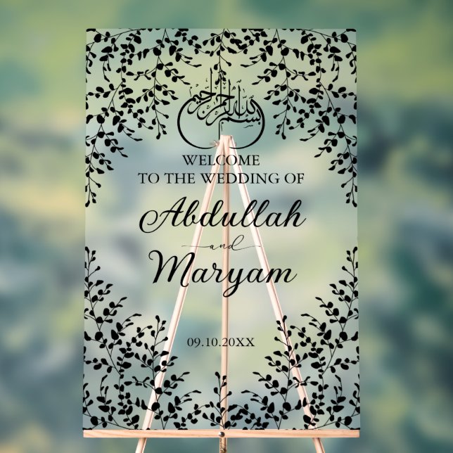 Moderne islamische Hochzeit mit Flora und Fauna Acrylschild (Neutral)