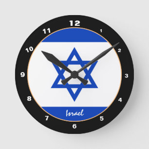 Moderne israelische Flagge, Israel Zuhause / Desig Runde Wanduhr