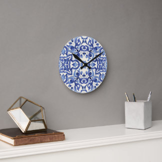 Moderne italienische Blaue Das süße Leben Runde Wanduhr