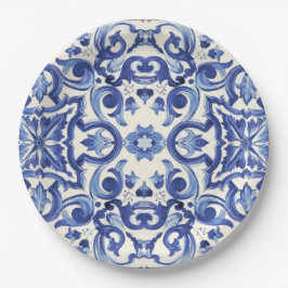 Moderne italienische Blue La Dolce Vita Papierplat Pappteller