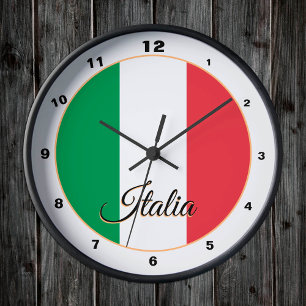 Moderne italienische Flagge & Italien trendige Zuh Runde Wanduhr