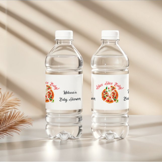 Moderne italienische Pizza Party Slice Slice Baby  Wasserflaschenetikett (Von Creator hochgeladen)