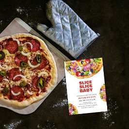Moderne italienische Slice Slice Pizza Baby Dusche Einladung