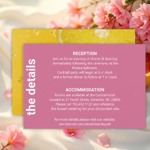 Moderne italienische Sommer-Hochzeitdetails Begleitkarte