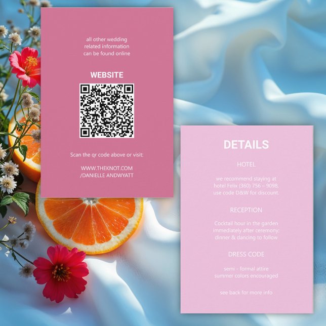 Moderne italienische Sommer-Hochzeitdetails QR-Cod Begleitkarte (Von Creator hochgeladen)