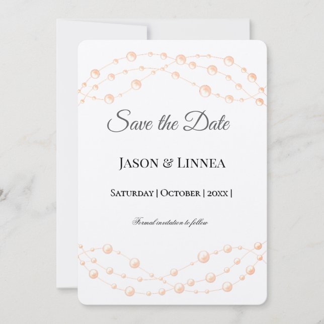 Moderne Ivory-Blush Romantische Perlmutt - Neutral Save The Date (Vorderseite)