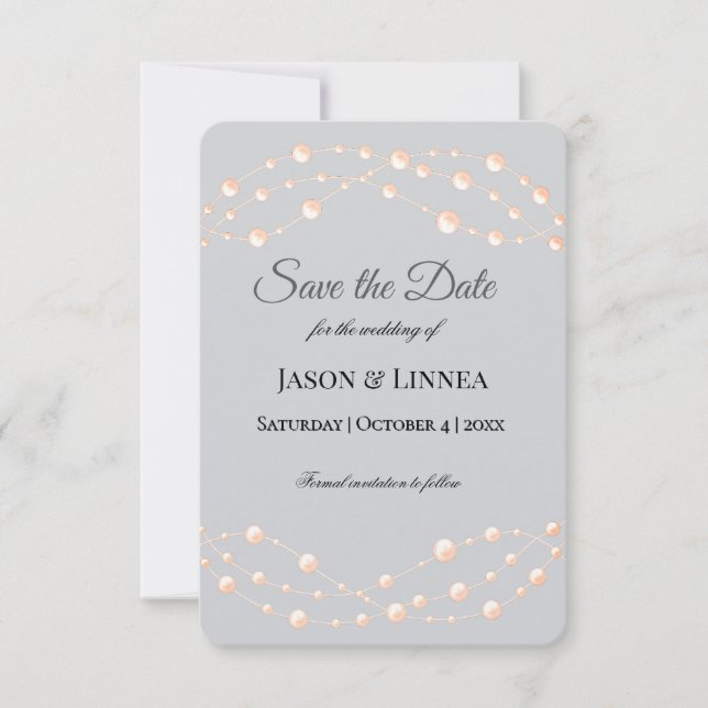 Moderne Ivory-Blush Romantische Perlmutt - Neutral Save The Date (Vorderseite)
