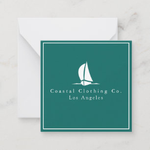 Moderne Jade Green Elegante Boat Coastal Company Mitteilungskarte